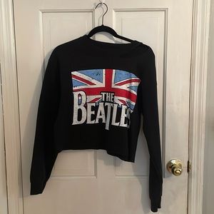 The Beatles Black Cropped Long Sleeve